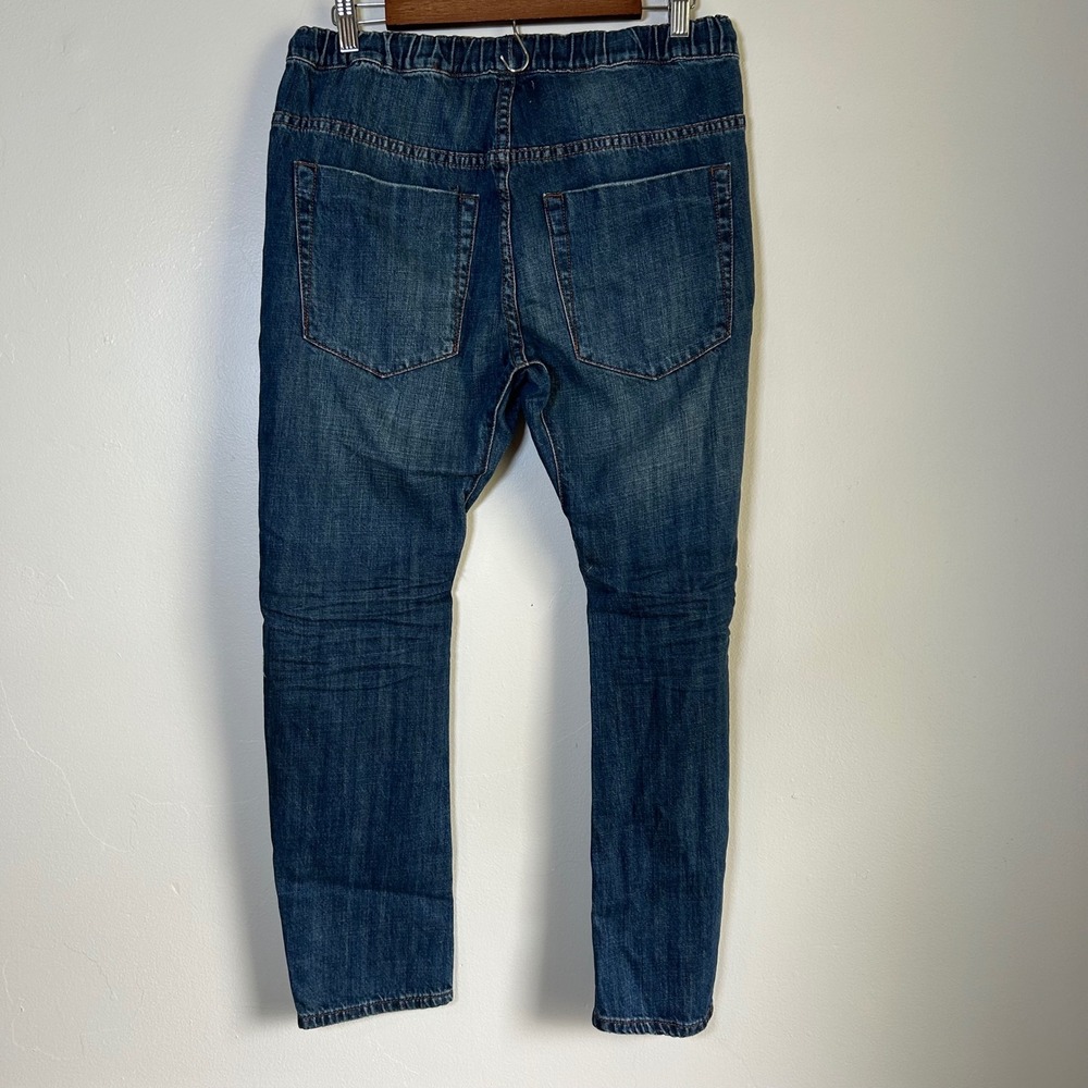 EUC OneTeaspoon Denim Joggers Size Small Blue Distressed Elastic Waist - Picture 2 of 4